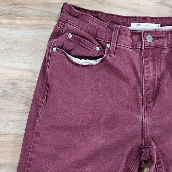 🔹️Levi's 505 Burgundy Straight Leg Jeans Size 8/29 - Picture 6 of 11